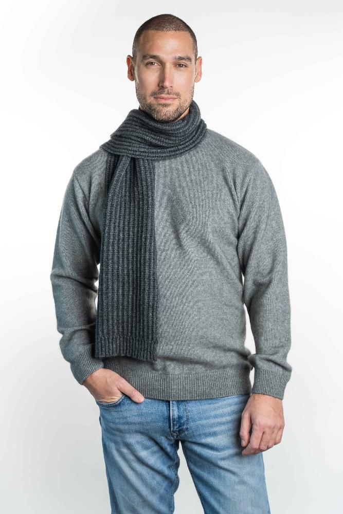 Possum and Merino  KO1020 Ribbed Scarf - An extra wide scarf in a chunky rib design.  Makes a set with KO2020 Ribbed Beanie    One size - Approx. 22cm wide x 156cm long.  Made proudly in New Zealand from a premium blend of 40% possum fur, 50% merino lambswool & 10% mulberry silk.