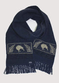 Possum and Merino  KO129 Kiwi Scarf - A double thickness scarf.  A uniquely New Zealand design on a uniquely New  Zealand product.  Make a set with KO162 Kiwi Beanie and KO52 Kiwi Gloves.  One Size - Approx. 19cm wide x 152cm long.  Made proudly in New Zealand from a premium blend of 40% possum fur, 50% merino lambswool & 10% mulberry silk.