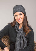 Possum and Merino  KO132 Cable Scarf - A keyhole scarf in a classic cable pattern.  Make a set with KO62 Cable Glovelets and KO94 Cable Headband  One Size - Approx. 15cm wide x 110cm long.  Made proudly in New Zealand from a premium blend of 40% possum fur, 50% merino lambswool & 10% mulberry silk.