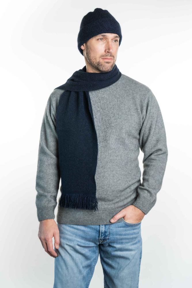 Possum and Merino  KO159 Plain Beanie - A plain, double layer beanie with a turned back edge and metal Koru badge.  Makes a set with KO114 Scarf with Fringe and KO48 Plain Gloves.   One Size.  Made proudly in New Zealand from a premium blend