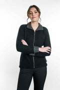 Possum and Merino  KO476 Two-Tone Trim Jacket - This stylish and versatile jacket features a two tone trim on the collar and cuffs.  Side seam shaping and coverseam detailing creates a streamlined look.   Made proudly in New Zealand from a premium blend of 40% possum fur, 50% merino lambswool & 10% mulberry silk.