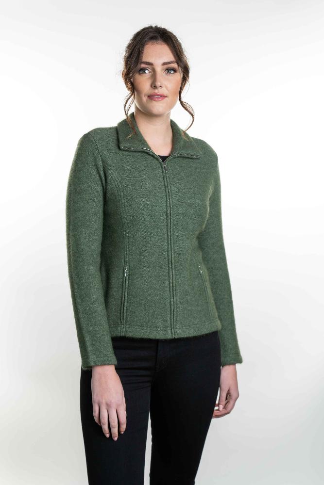Possum and Merino  KO478 Shaped Zip Jacket - One of our most popular designs, this jacket has zip pockets incorporated into the front seams.  The front of this garment is fully lined with merino jersey knit.   Made proudly in New Zealand from a premium blend of 40% possum fur, 50% merino lambswool & 10% mulberry silk.