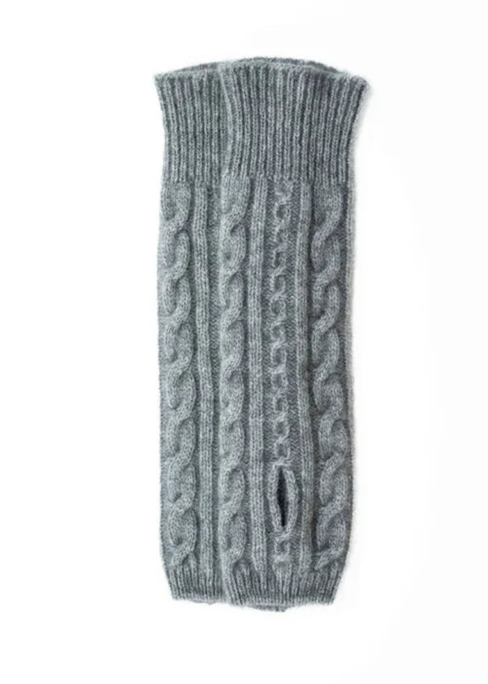 Possum and Merino  KO62 Cable Glovelets - Glovelets in a classic cable pattern.  Make a set with KO132 Cable Scarf and KO94 Cable Headband.  One Size.  Made proudly in New Zealand from a premium blend of 40% possum fur, 50% merino lambswool & 10% mulberry silk.