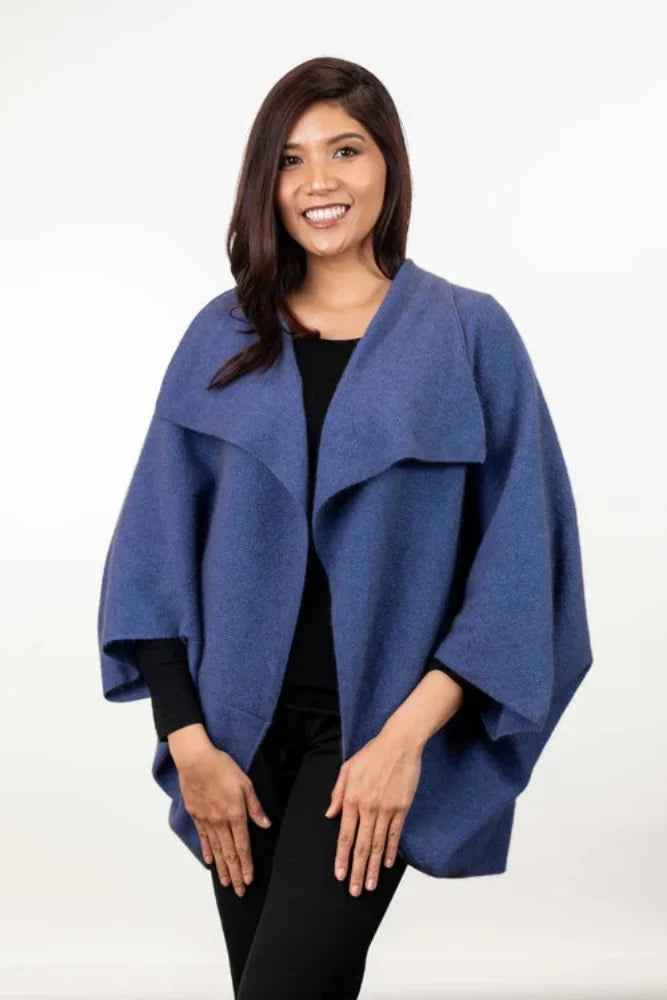 Possum and Merino  KO756 Moss Stitch Shrug - This lightweight yet warm shrug can be worn two different ways - simply turn the garment upside down to create a different style.  A very versatile piece and great for layering.  One Size.   Made proudly in New Zealand from a premium blend of 40% possum fur, 50% merino lambswool & 10% mulberry silk.
