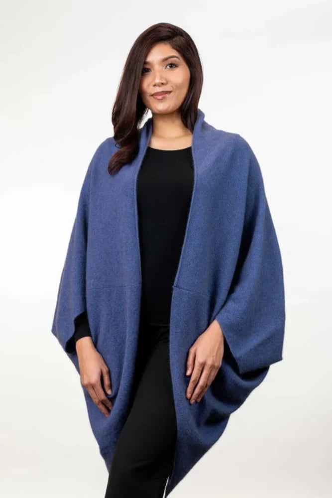 Possum and Merino  KO756 Moss Stitch Shrug - This lightweight yet warm shrug can be worn two different ways - simply turn the garment upside down to create a different style.  A very versatile piece and great for layering.  One Size.   Made proudly in New Zealand from a premium blend of 40% possum fur, 50% merino lambswool & 10% mulberry silk.