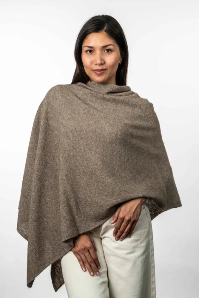 Possum and Merino  KO798 Two Way Poncho - This is a versatile and lightweight piece which can be worn two ways - with the hem either straight across or on the diagonal.   One Size   Made proudly in New Zealand from a premium blend of 40% possum fur, 50% merino lambswool & 10% mulberry silk.