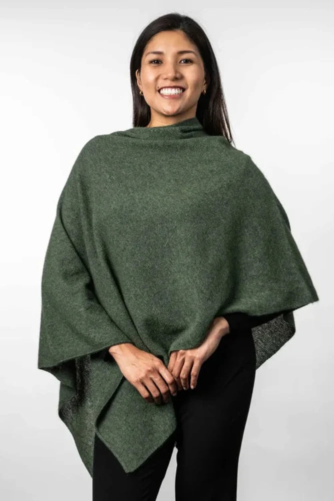 Possum and Merino  KO798 Two Way Poncho - This is a versatile and lightweight piece which can be worn two ways - with the hem either straight across or on the diagonal.   One Size   Made proudly in New Zealand from a premium blend of 40% possum fur, 50% merino lambswool & 10% mulberry silk.