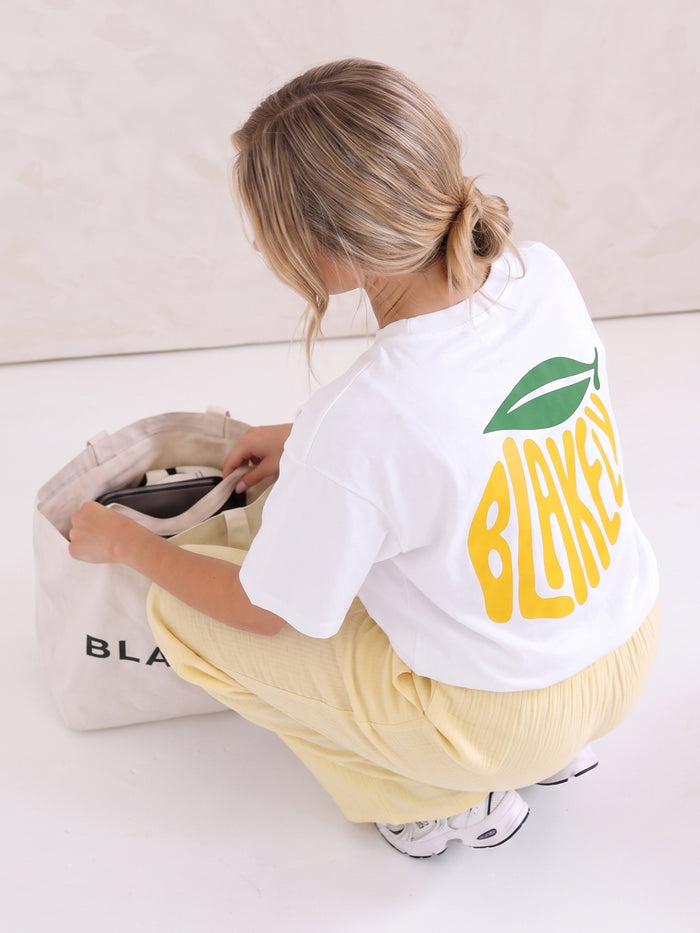 Lemon Bubble Print Oversized T-Shirt - White