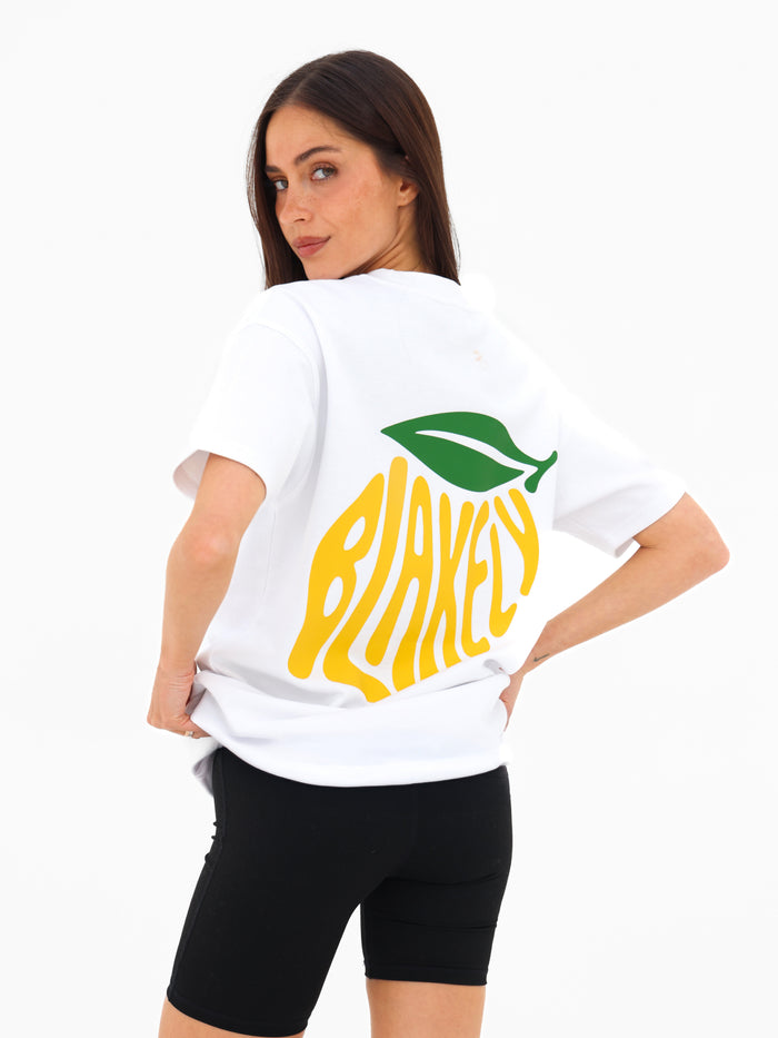 Lemon Bubble Print Oversized T-Shirt - White