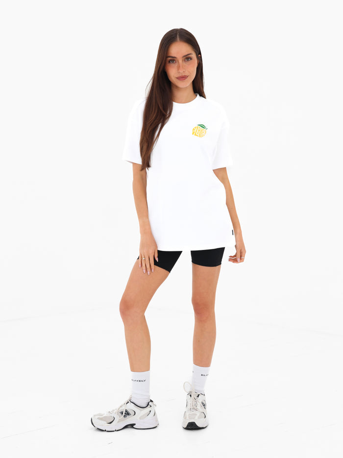 Lemon Bubble Print Oversized T-Shirt - White
