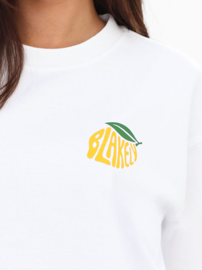 Lemon Bubble Print Oversized T-Shirt - White