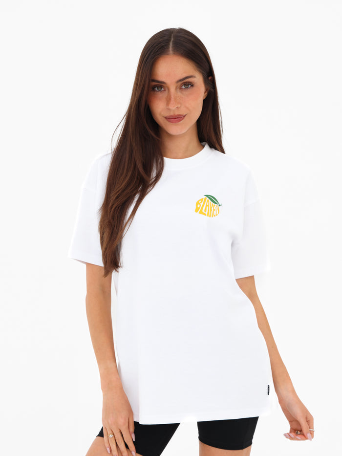 Lemon Bubble Print Oversized T-Shirt - White