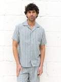 Leon Short Sleeve Relaxed Stripe Shirt - Teal