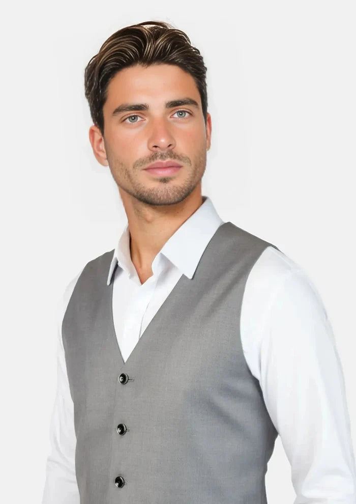 Light Grey Twill Vest - SARTORO