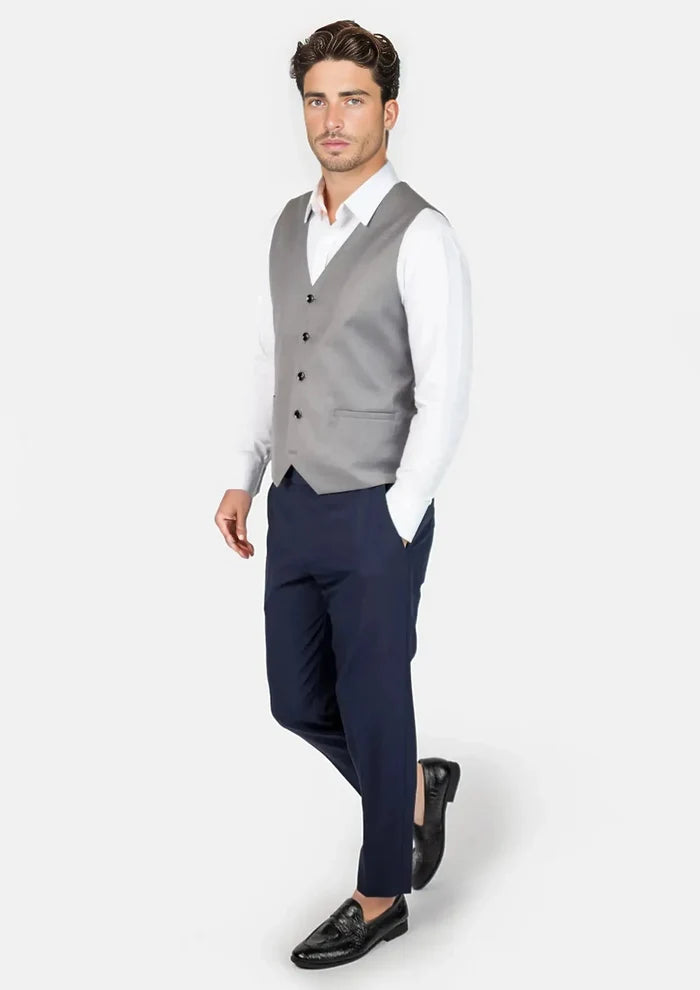 Light Grey Twill Vest - SARTORO