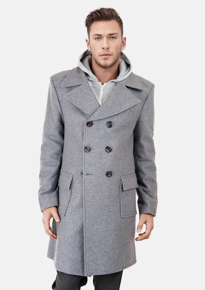Light Grey Wool Signature Peacoat - SARTORO
