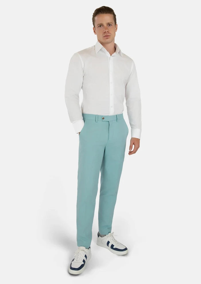 Light Teal Linen Blend Pants - SARTORO