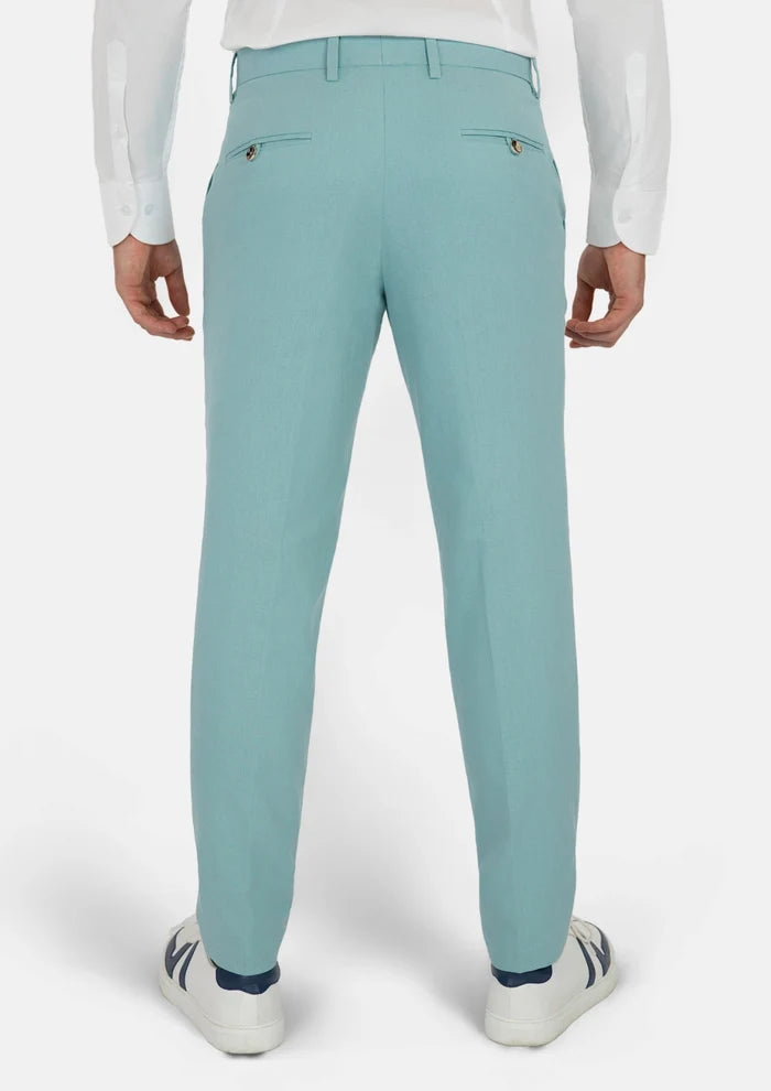 Light Teal Linen Blend Pants - SARTORO
