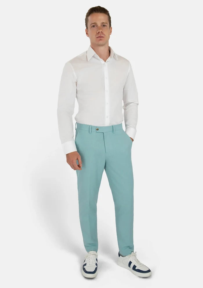 Light Teal Linen Blend Pants - SARTORO