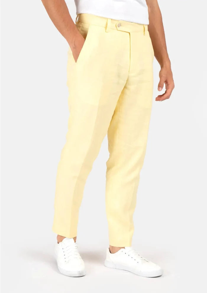 Light Yellow Linen Pants - SARTORO
