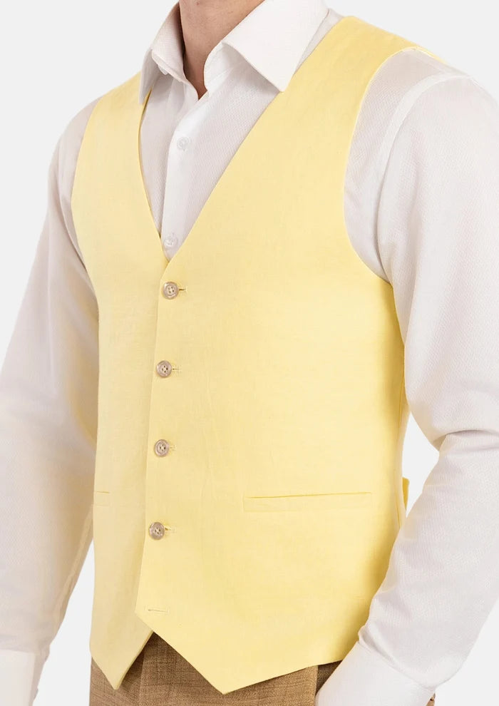 Light Yellow Linen Vest - SARTORO