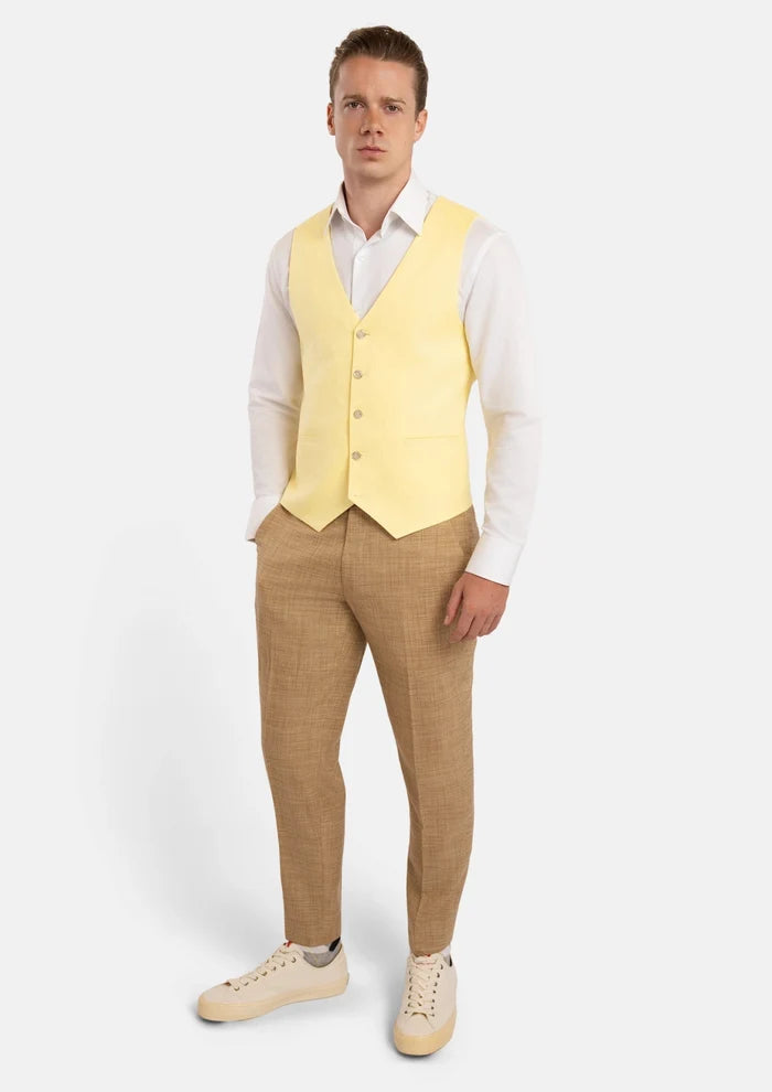 Light Yellow Linen Vest - SARTORO