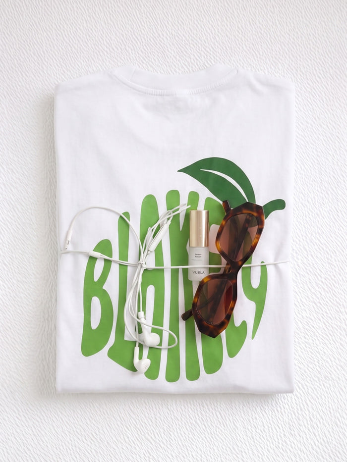 Lime Bubble Print Oversized T-Shirt - White