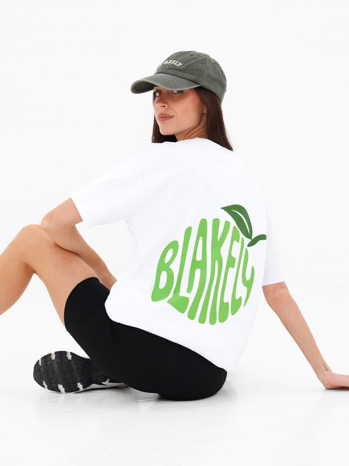 Lime Bubble Print Oversized T-Shirt - White