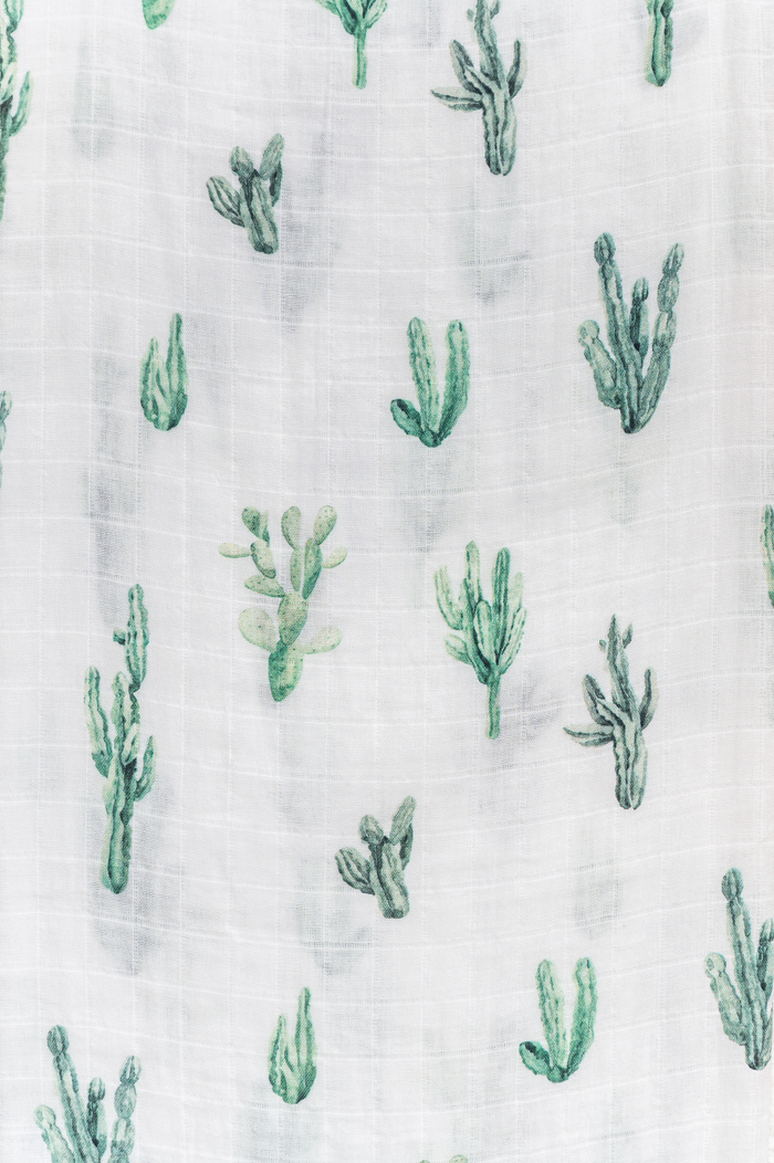Cacti organic muslin swaddle in soft green tones