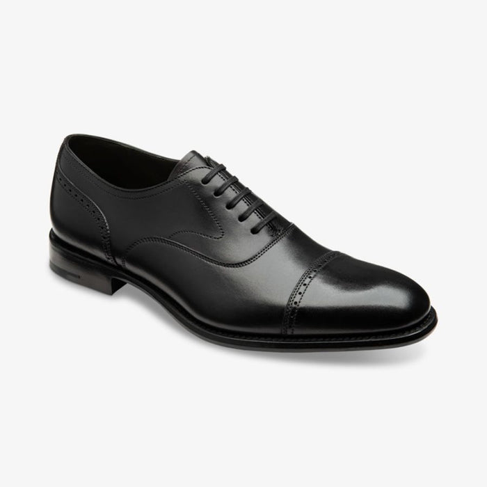 Loake - Hughes Semi Brogue Shoes in Black - Nigel Clare