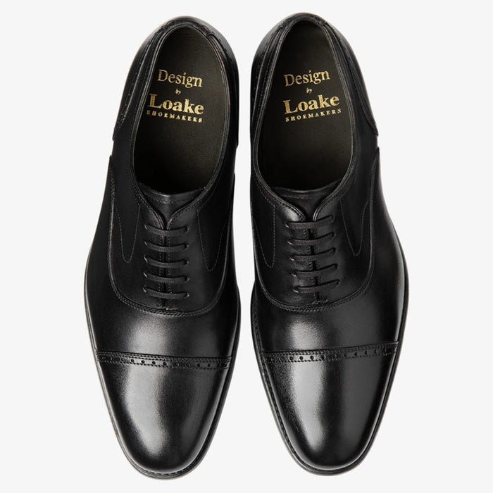 Loake - Hughes Semi Brogue Shoes in Black - Nigel Clare