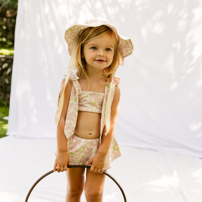 Petit Playa Lola Bikini Top in Peony print, sun-safe UPF50+ swimwear for babies and girls