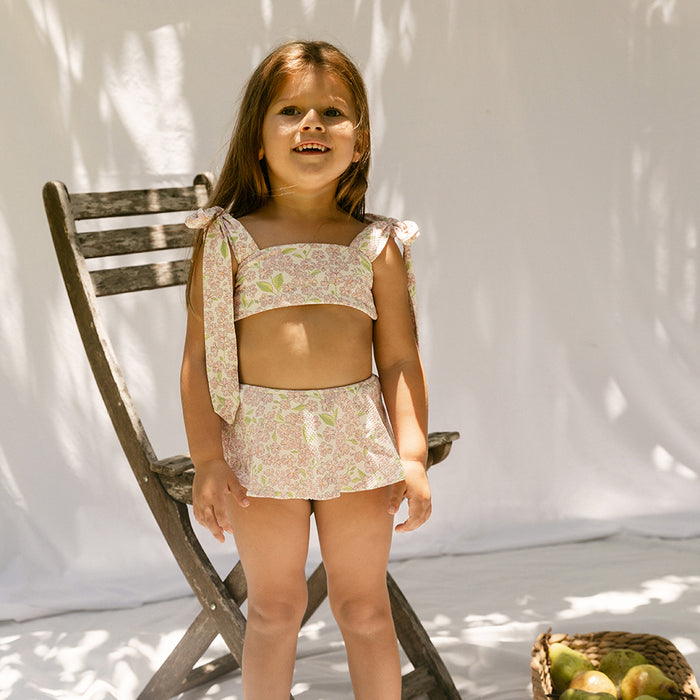 Petit Playa Lola Bikini Top in Peony print, sun-safe UPF50+ swimwear for babies and girls — image 3