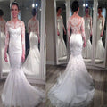 Long Sleeve Lace Mermaid Sexy Charming Elegant Modest Affordable Wedding Dresses, WD0203