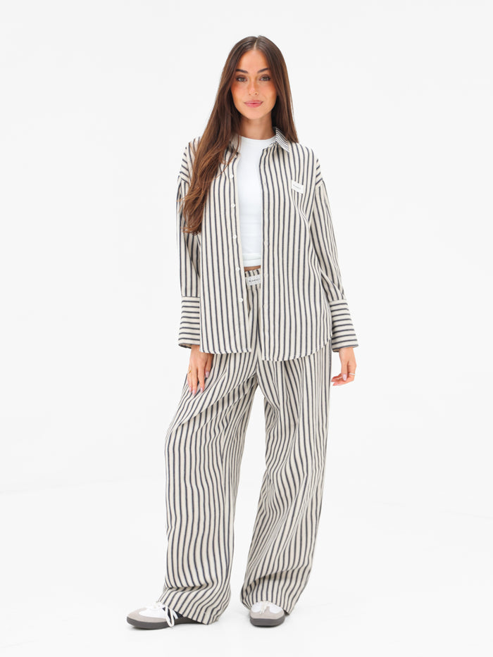Lou Oversized Stripe Shirt - Dark Navy