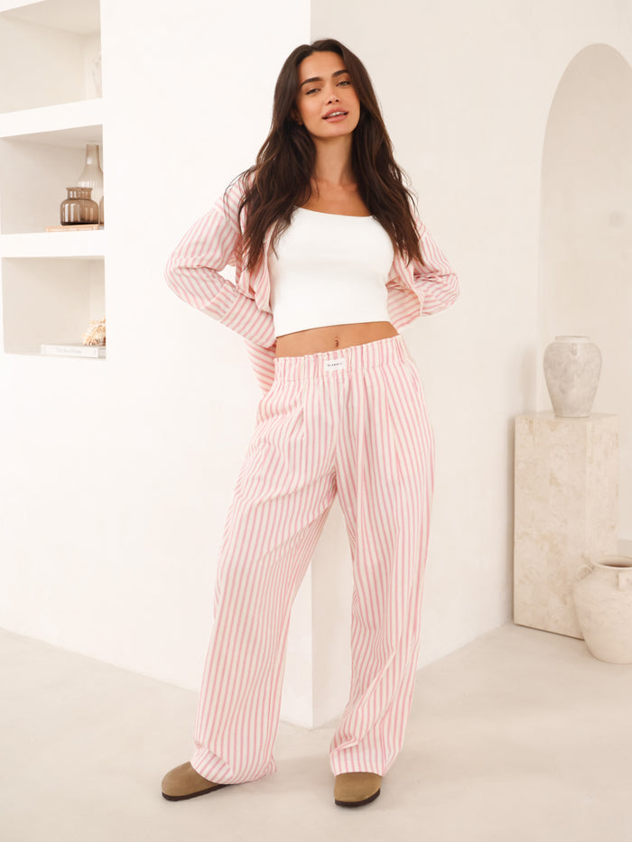 Lou Oversized Stripe Shirt - Warm Pink