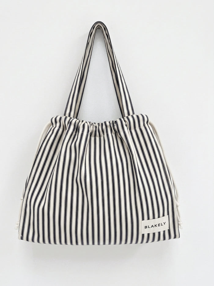 Lou Stripe Tote Bag - Dark Navy