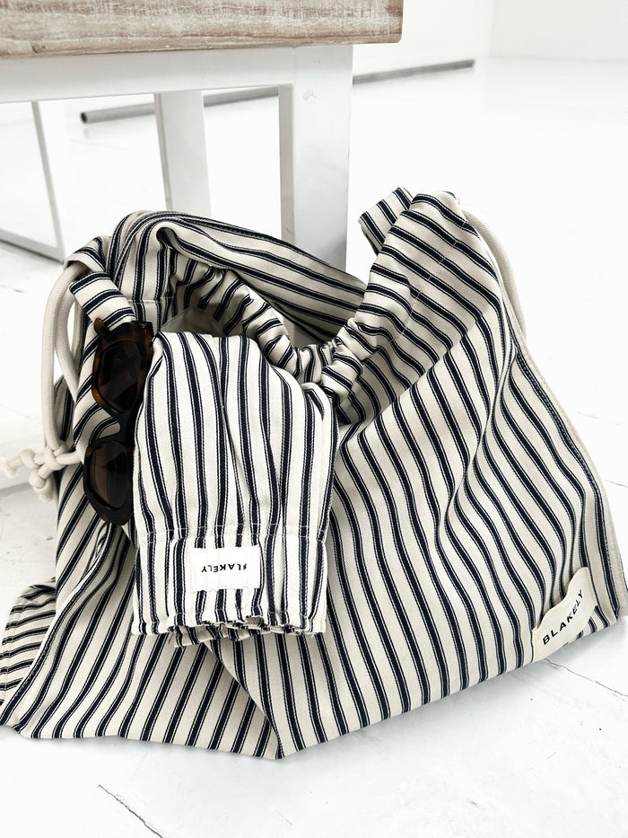 Lou Stripe Tote Bag - Dark Navy