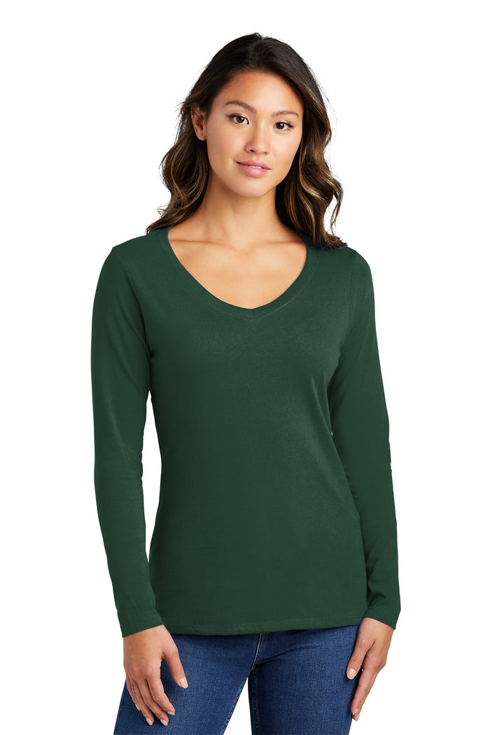 LPC450VLS  Port & Company® Women's Long Sleeve Fan Favorite™ V-Neck Tee - The Lemon Print & Design Studio