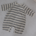 LS Striped Waffle Romper Grey Melange