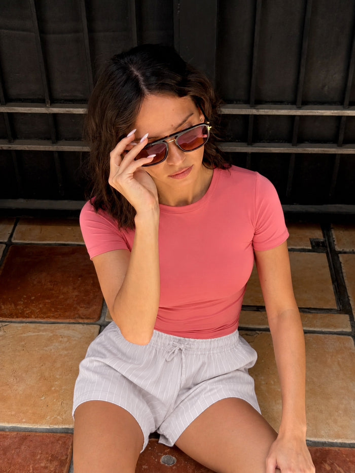 Lucia Baby Tee - Bright Pink