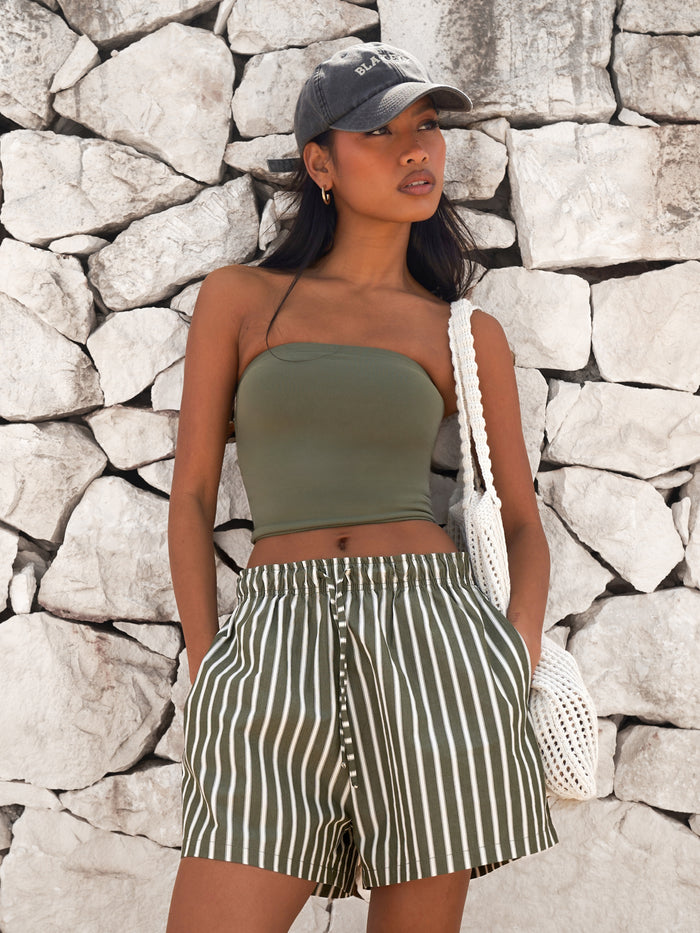 Lucia Bandeau Top - Khaki Green
