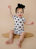 Lucky Panda Kids - Bamboo Shorty Romper - Palm Style White (Final Sale)