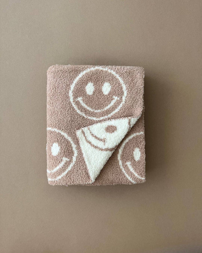 Lucky Panda Kids Baby Blanket - Smiley Plush Latte