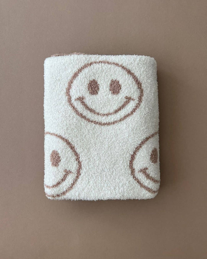 Lucky Panda Kids Baby Blanket - Smiley Plush Latte