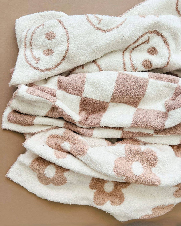 Lucky Panda Kids Baby Blanket - Smiley Plush Latte