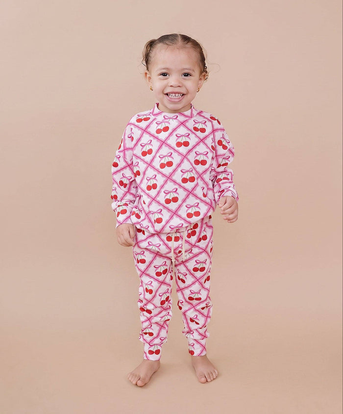 Lucky Panda Kids Jogger Set - Cherry Bow