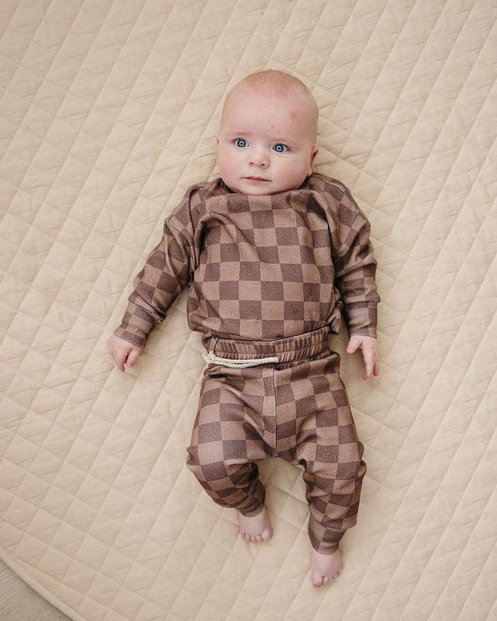 Lucky Panda Kids Jogger Set - Espresso Checkered