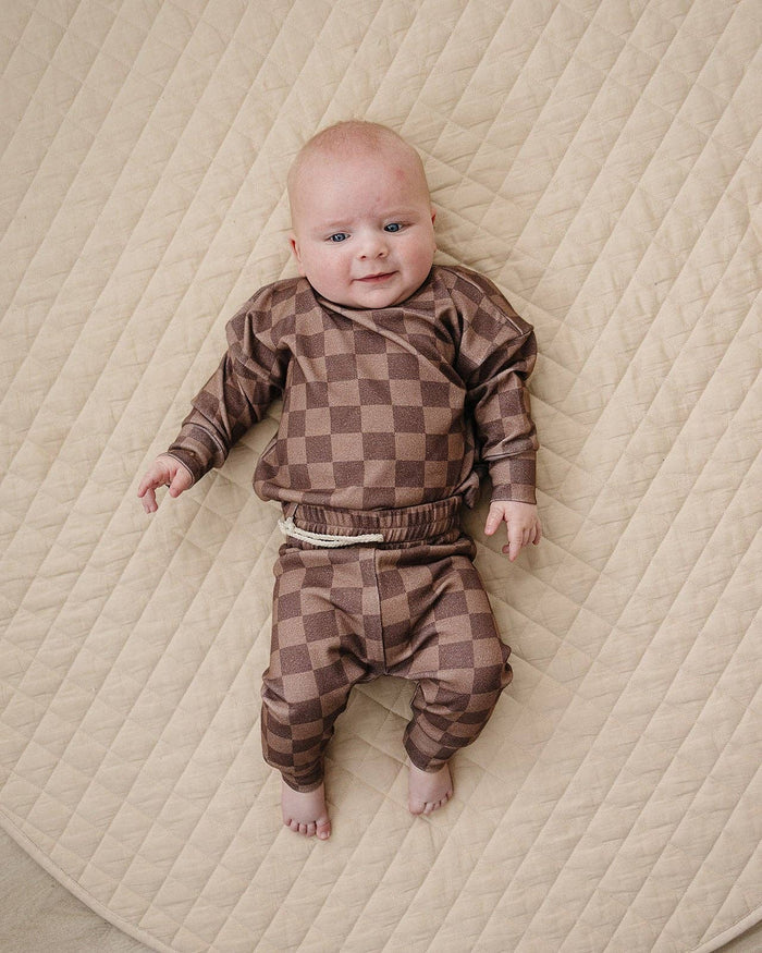 Lucky Panda Kids Jogger Set - Espresso Checkered