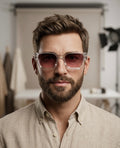 Lunettes de soleil — Monture transparente & verres rosés